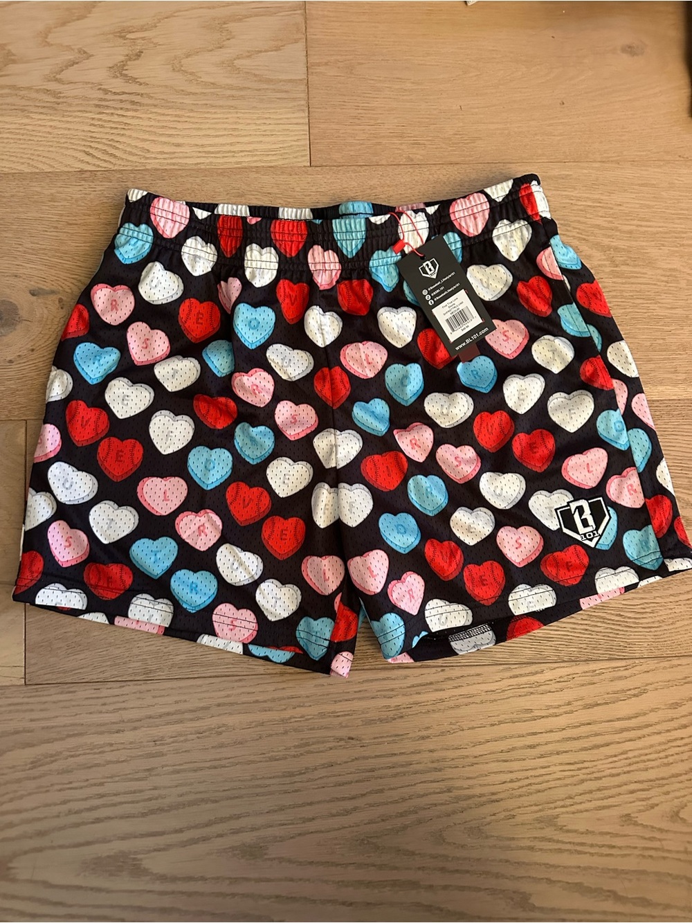 Baseball Lifestyle 101- Heart Print Athletic Shorts - Multicolor Hearts